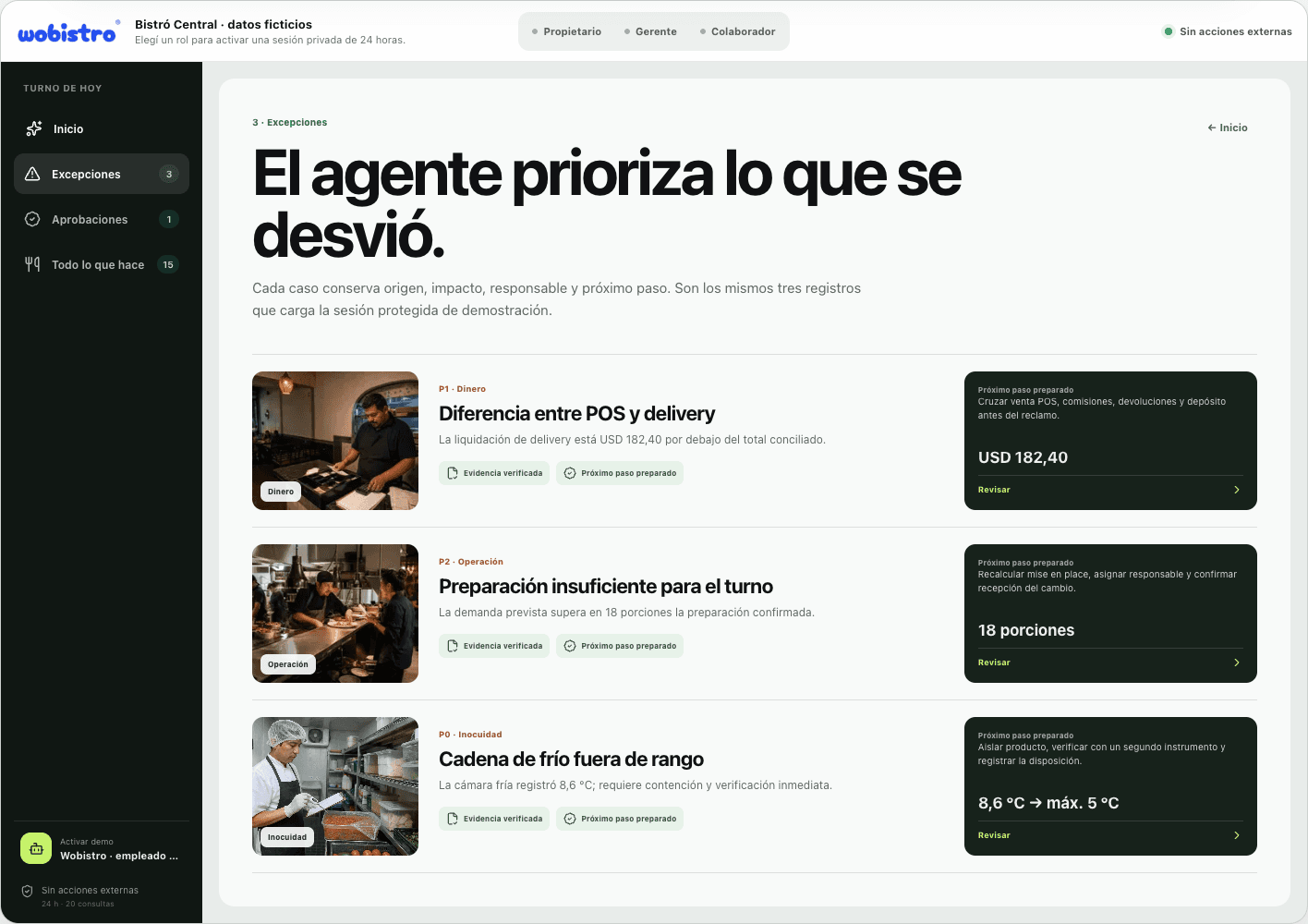 Excepciones priorizadas