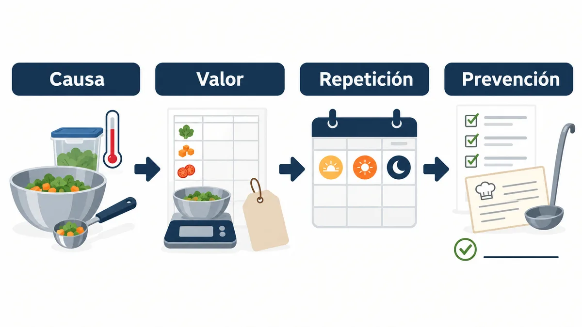 Diagrama de registro de merma por causa, valor, repetición y prevención